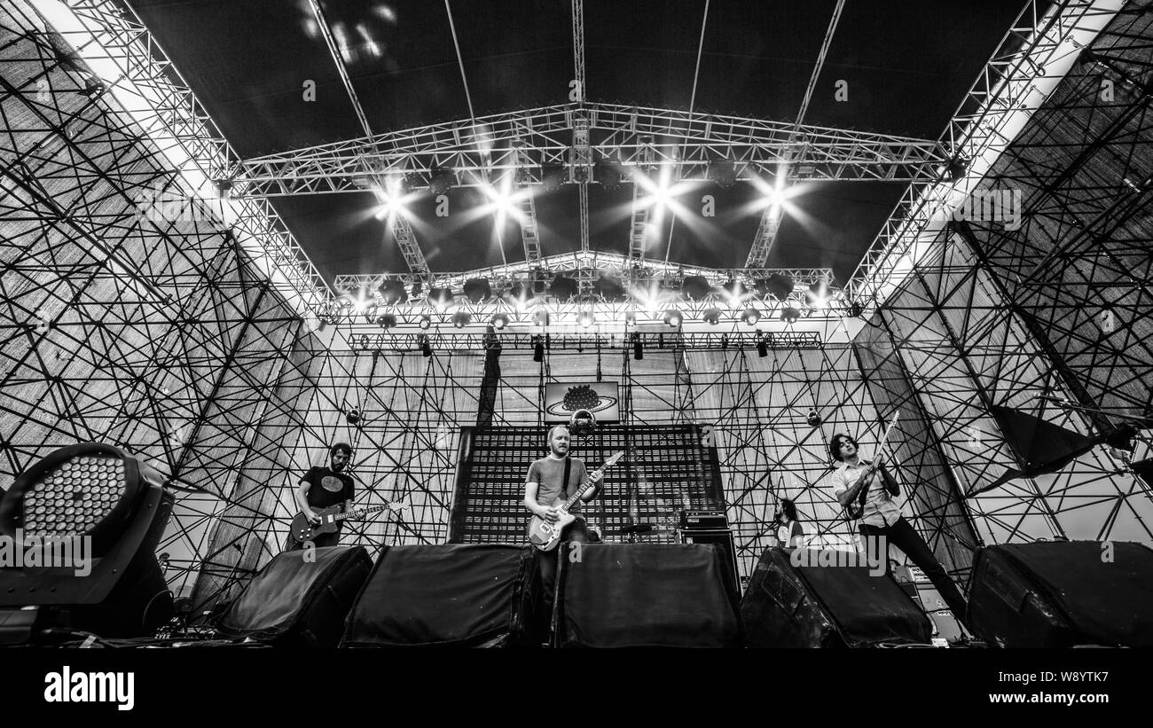 I membri della band americana esplosioni nel cielo di eseguire durante la Strawberry Music Festival 2014 a Shanghai in Cina, 1 maggio 2014. La Fragola Musi Foto Stock