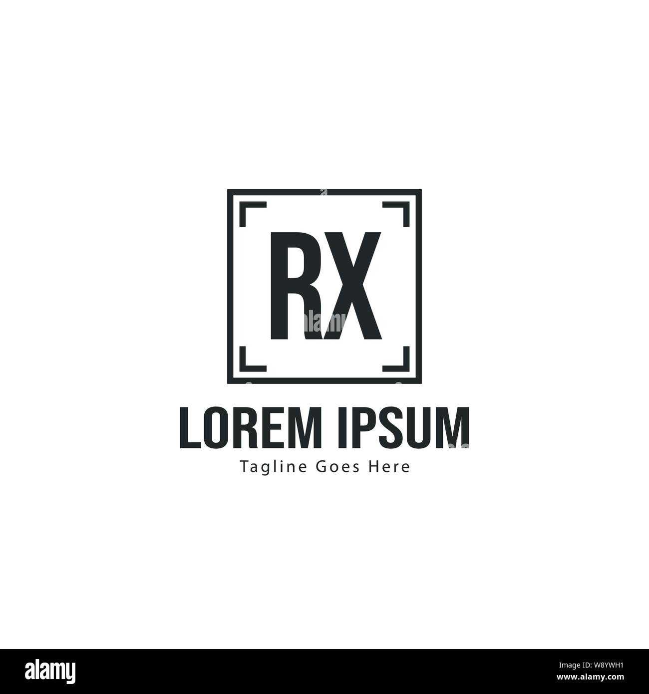 Iniziale logo RX Modello con telaio moderno. RX minimalista lettera logo illustrazione vettoriale design Illustrazione Vettoriale