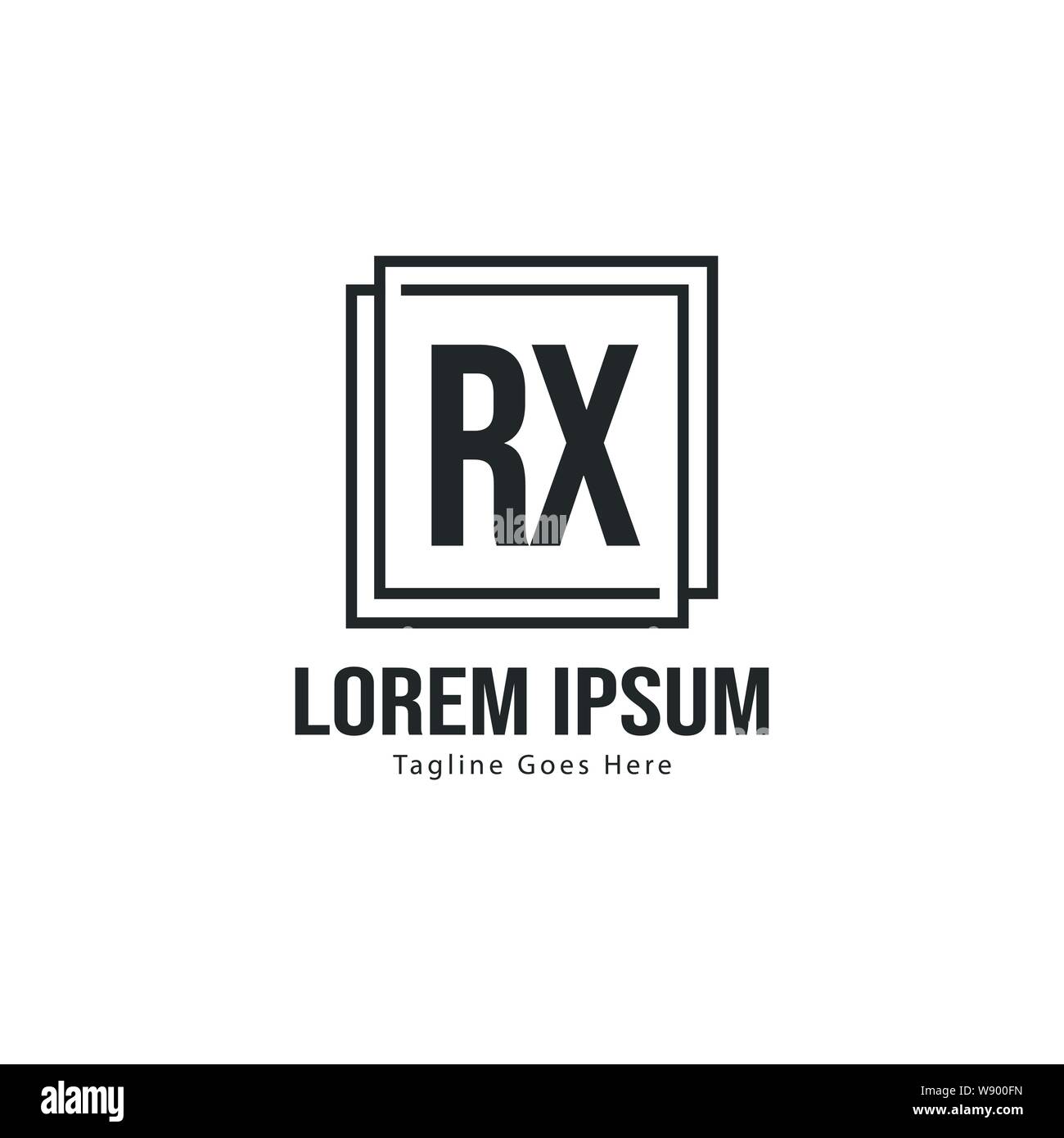 Iniziale logo RX Modello con telaio moderno. RX minimalista lettera logo illustrazione vettoriale design Illustrazione Vettoriale