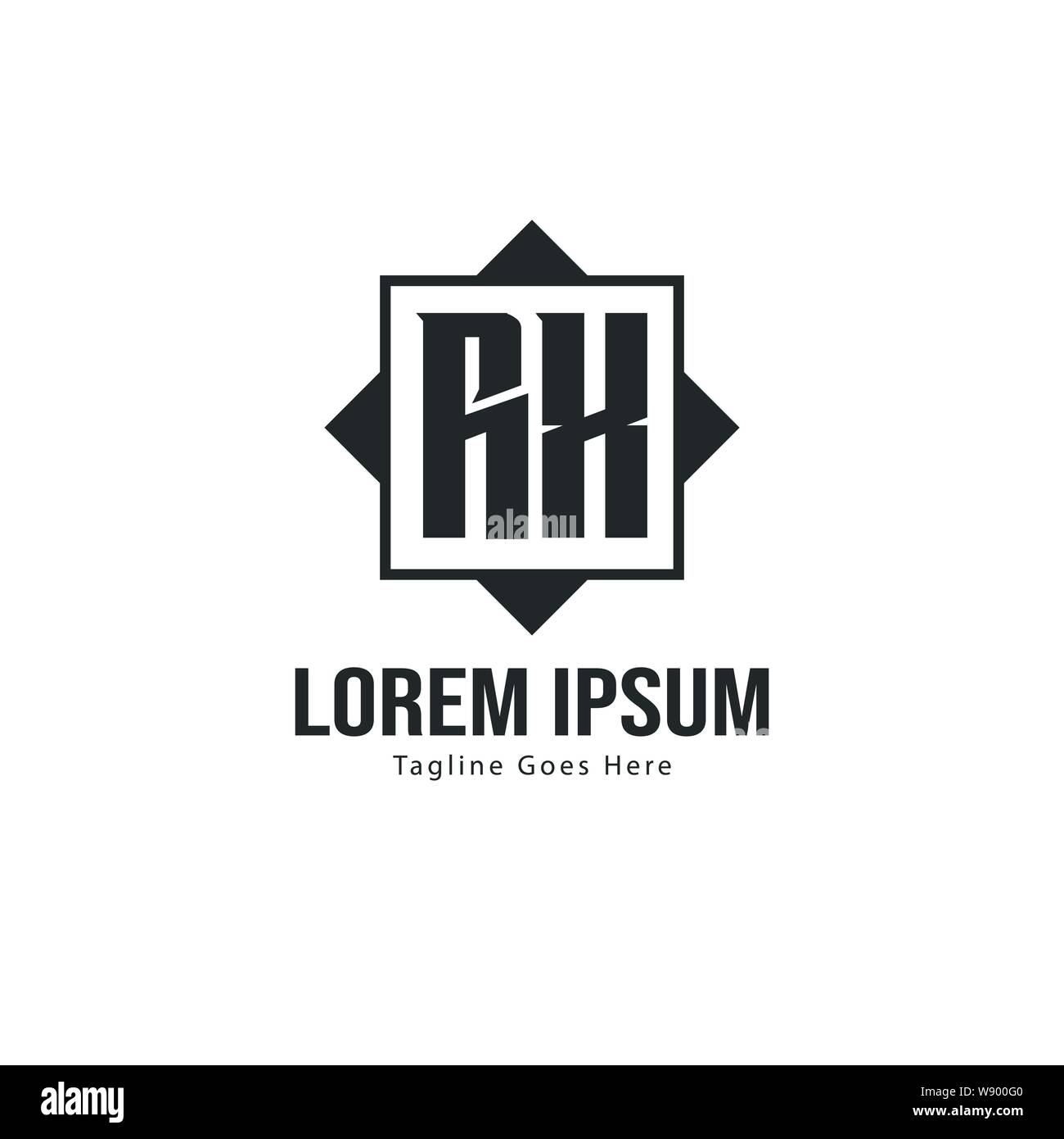 Iniziale logo RX Modello con telaio moderno. RX minimalista lettera logo illustrazione vettoriale design Illustrazione Vettoriale