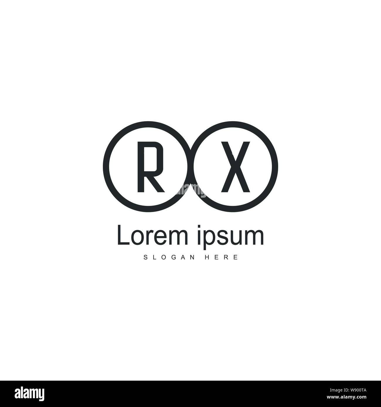 Iniziale logo RX Modello con telaio moderno. RX minimalista lettera logo illustrazione vettoriale design Illustrazione Vettoriale