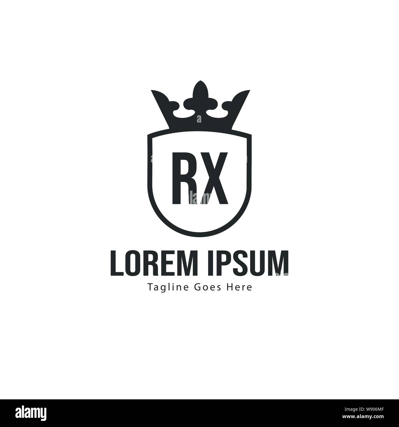 Iniziale logo RX Modello con telaio moderno. RX minimalista lettera logo illustrazione vettoriale design Illustrazione Vettoriale