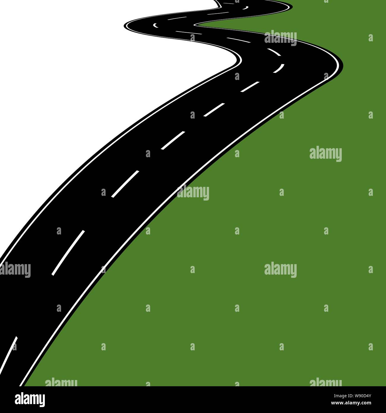 Strada curva con marcature. Illustrazione Vettoriale Illustrazione Vettoriale