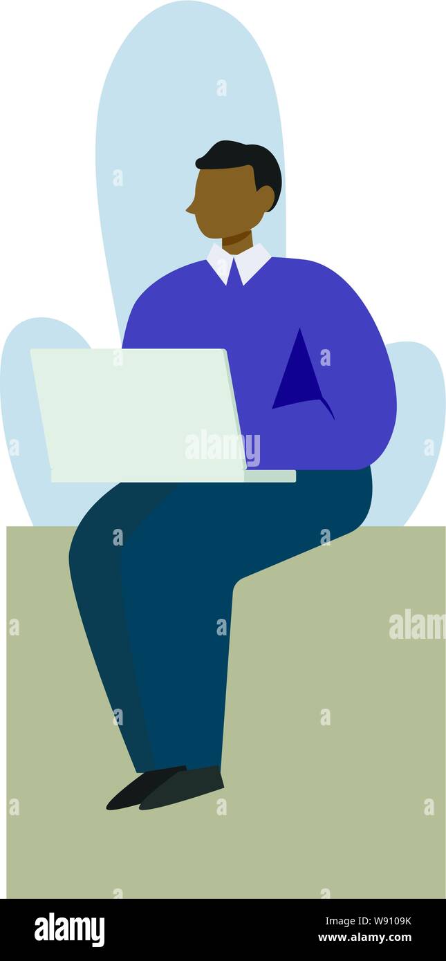 Una donna di lavoro o di studio su un laptop. In stile minimalista Cartoon piatta illustrazione vettoriale Illustrazione Vettoriale