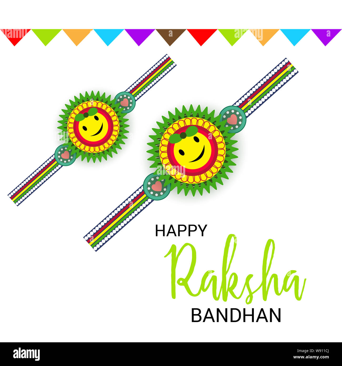 Illustrazione Vettoriale di uno sfondo per la felice Raksha Bandhan festival indiano di fratelli e sorelle. Foto Stock