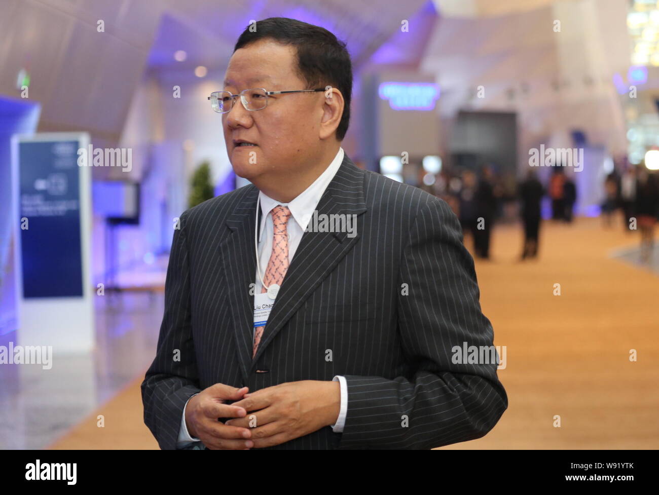 Liu Changle, Presidente e Chief Executive Officer di Phoenix Tv Satellitare Holdings Limited, è raffigurato durante il Forum Economico Mondiale 2013 S Foto Stock