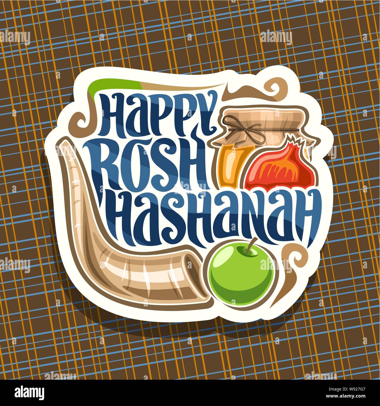 Il logo del vettore per la festa ebraica di Rosh Hashanah Illustrazione Vettoriale