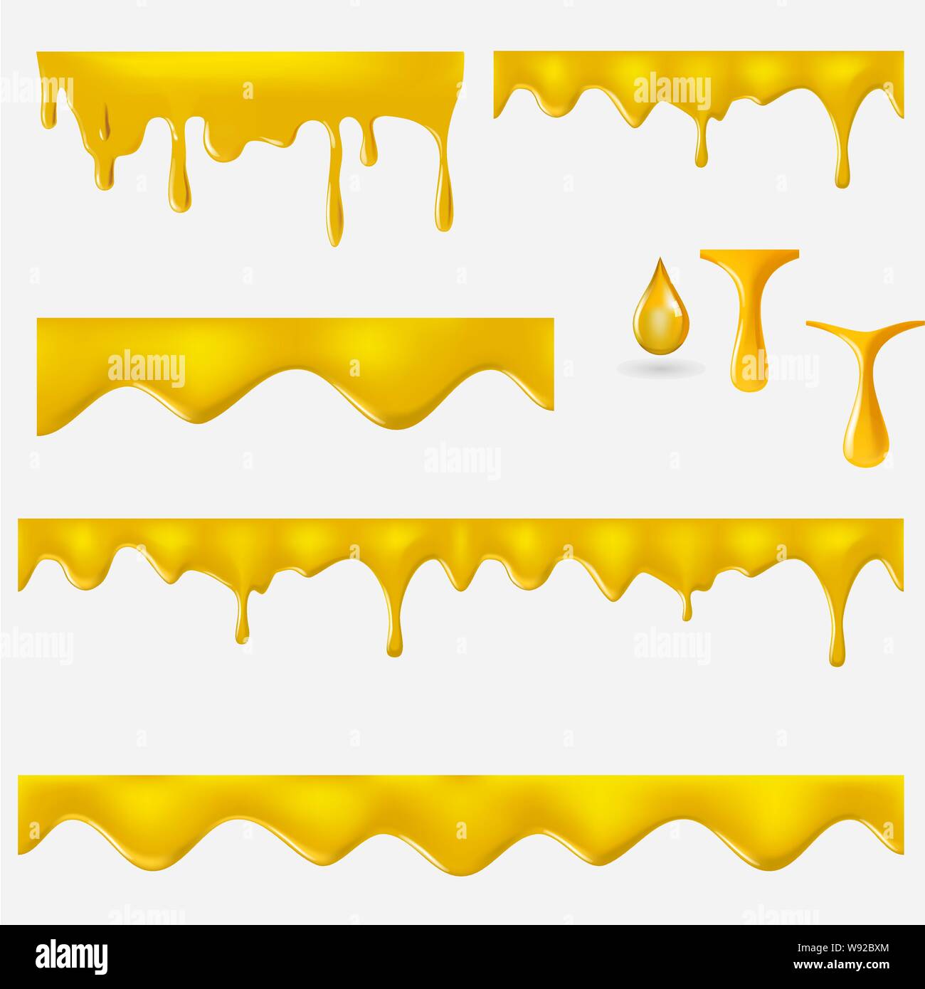 Il gocciolamento del miele o set di olio Illustrazione Vettoriale