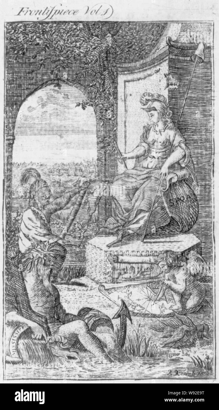 Un nativo americano presenta Mappa di Europa / R.R. inv & fect Foto Stock