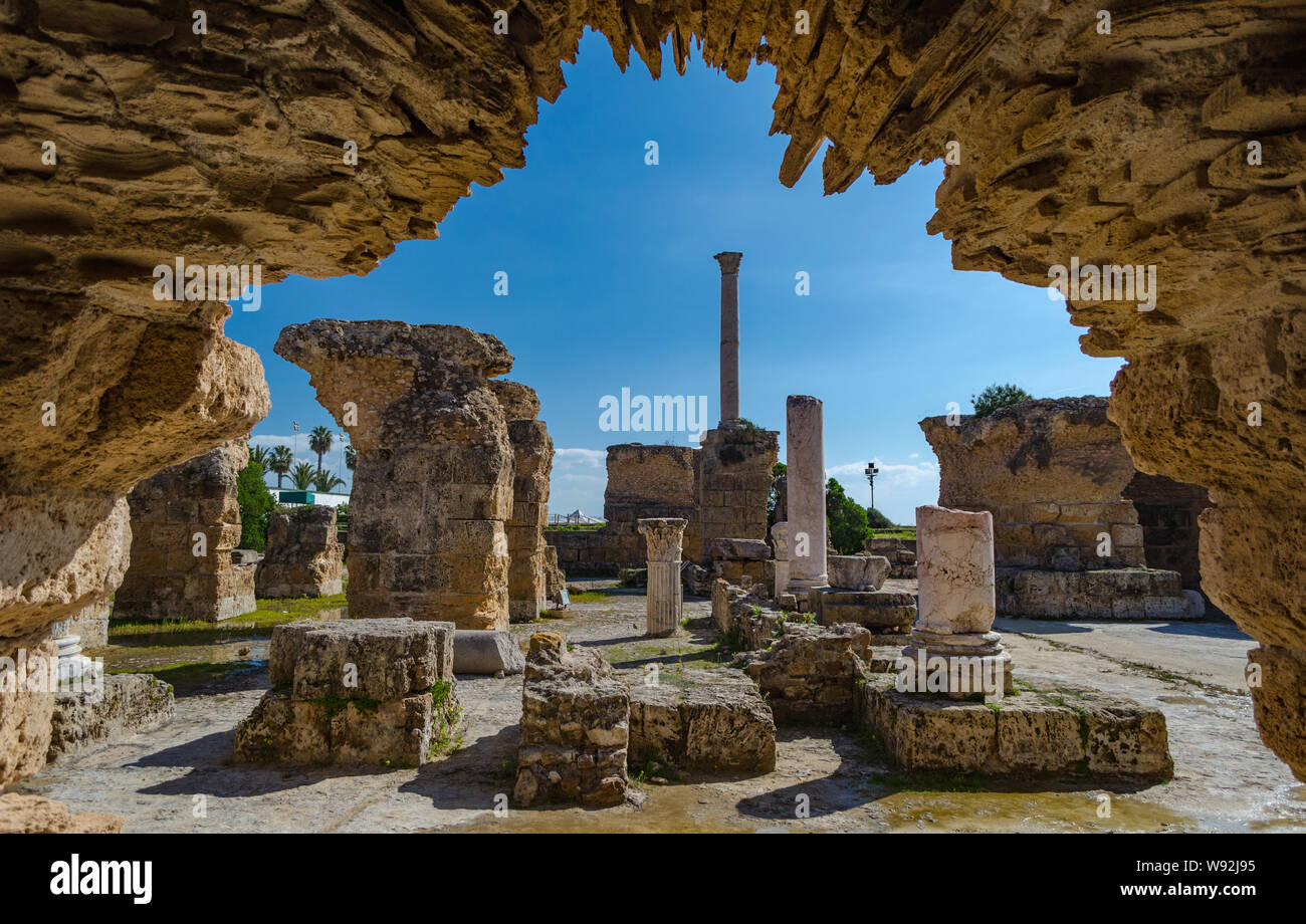 Sito archeologico di Cartagine - Le terme di Antonino o bagni di Cartagine a Tunisi Foto Stock