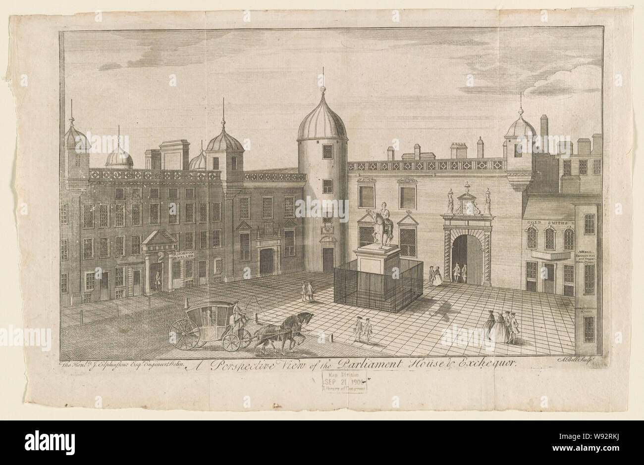 Una vista in prospettiva del Parlamento House & Erario Foto Stock