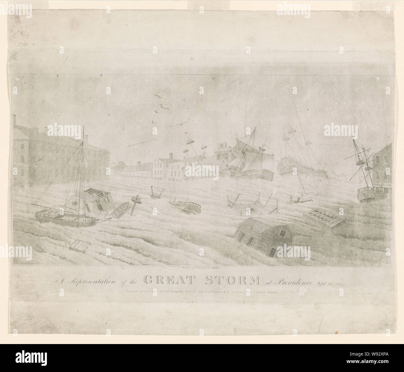 Una rappresentazione della grande tempesta a Providence, Sett. 23d 1815 / dipinto e inciso da J. Kidder. Foto Stock