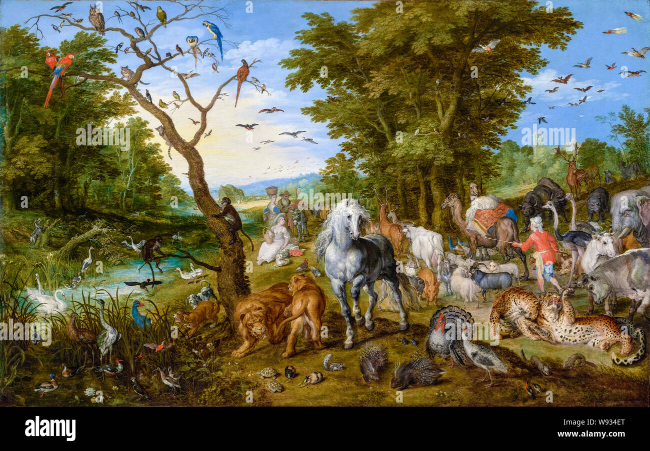 Jan Brueghel il dipinto del Vecchio, l'ingresso degli animali nell'Arca di Noè, 1613 Foto Stock