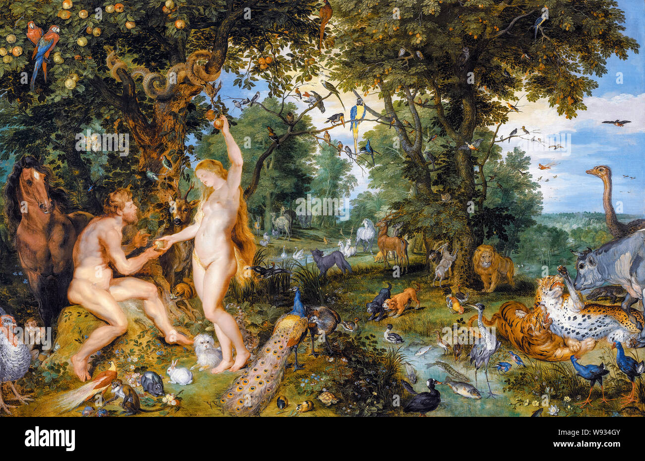 Peter Paul Rubens, Jan Brueghel il Vecchio, il Giardino dell'Eden con la caduta dell'uomo, Adamo ed Eva, dipinto, 1615 Foto Stock