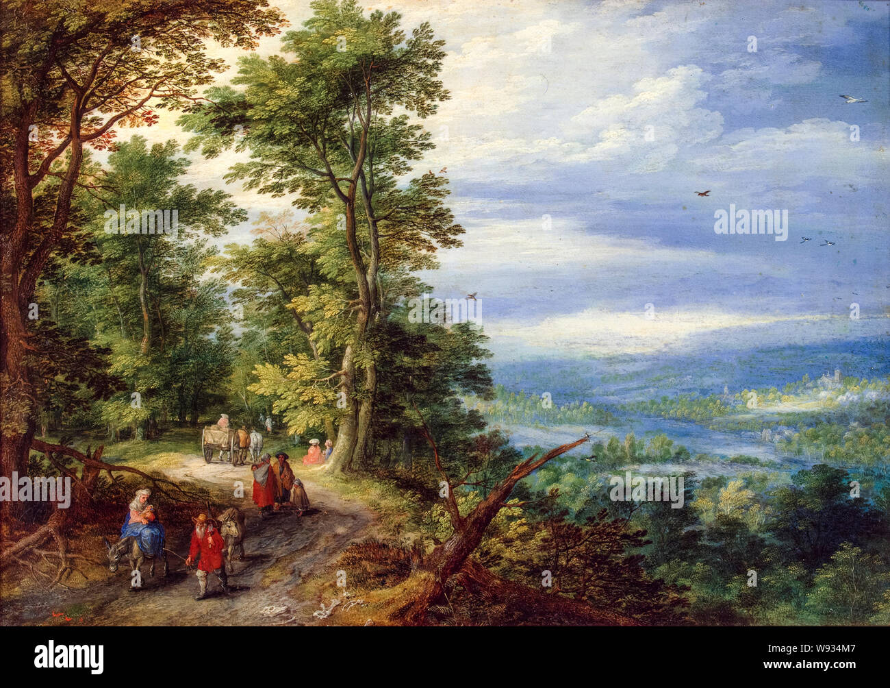 Jan Brueghel il sambuco, pittura, bordo della foresta, (la fuga in Egitto), 1610 Foto Stock