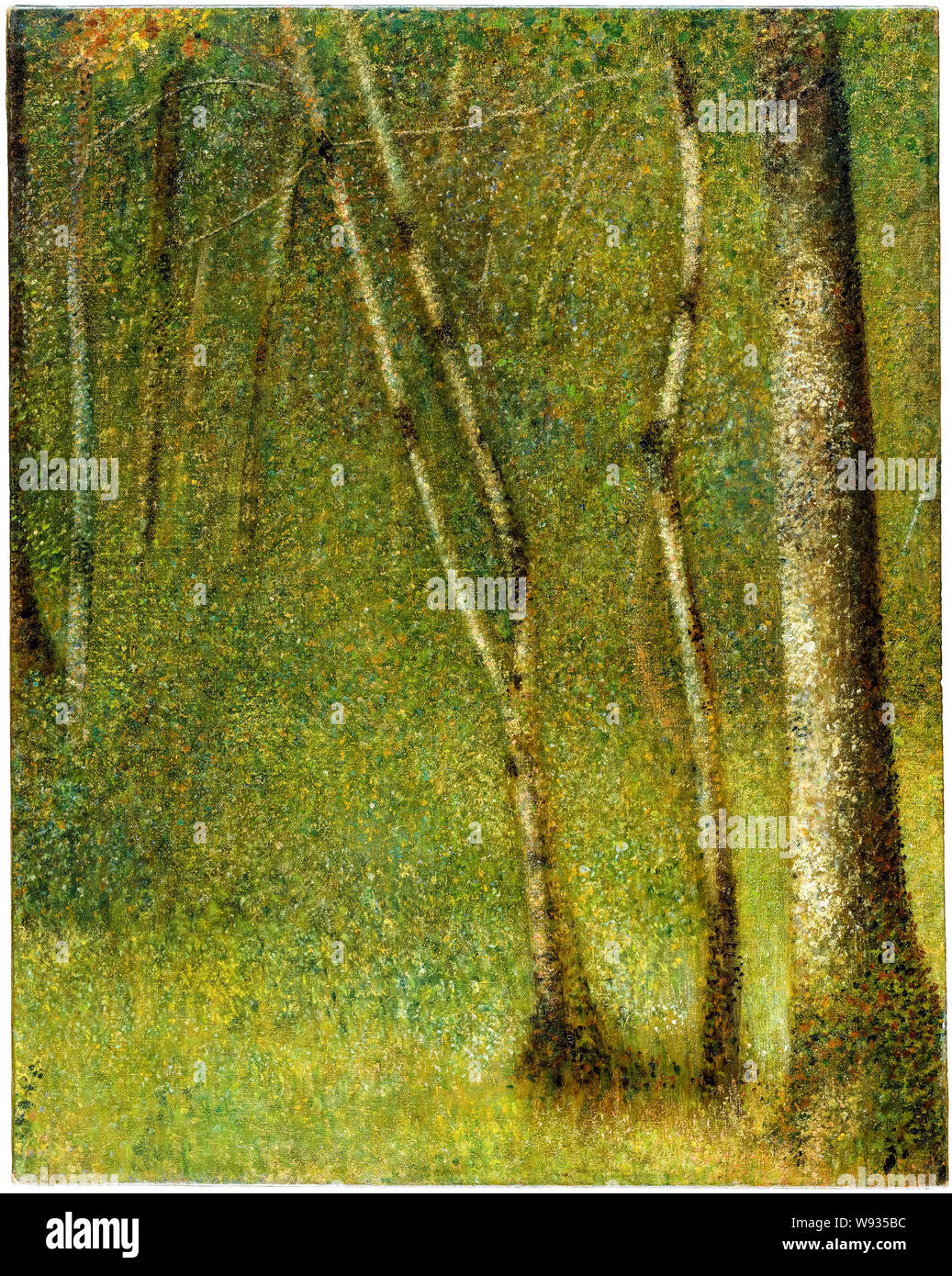 Georges Seurat, la foresta a Pontaubert, la pittura di paesaggio, 1881 Foto Stock