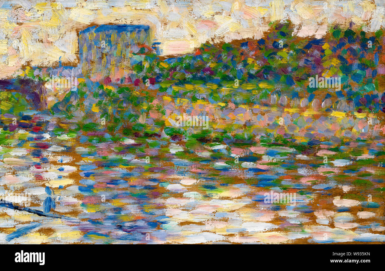 Georges Seurat, la senna a Courbevoie, la pittura di paesaggio, 1883-1884 Foto Stock