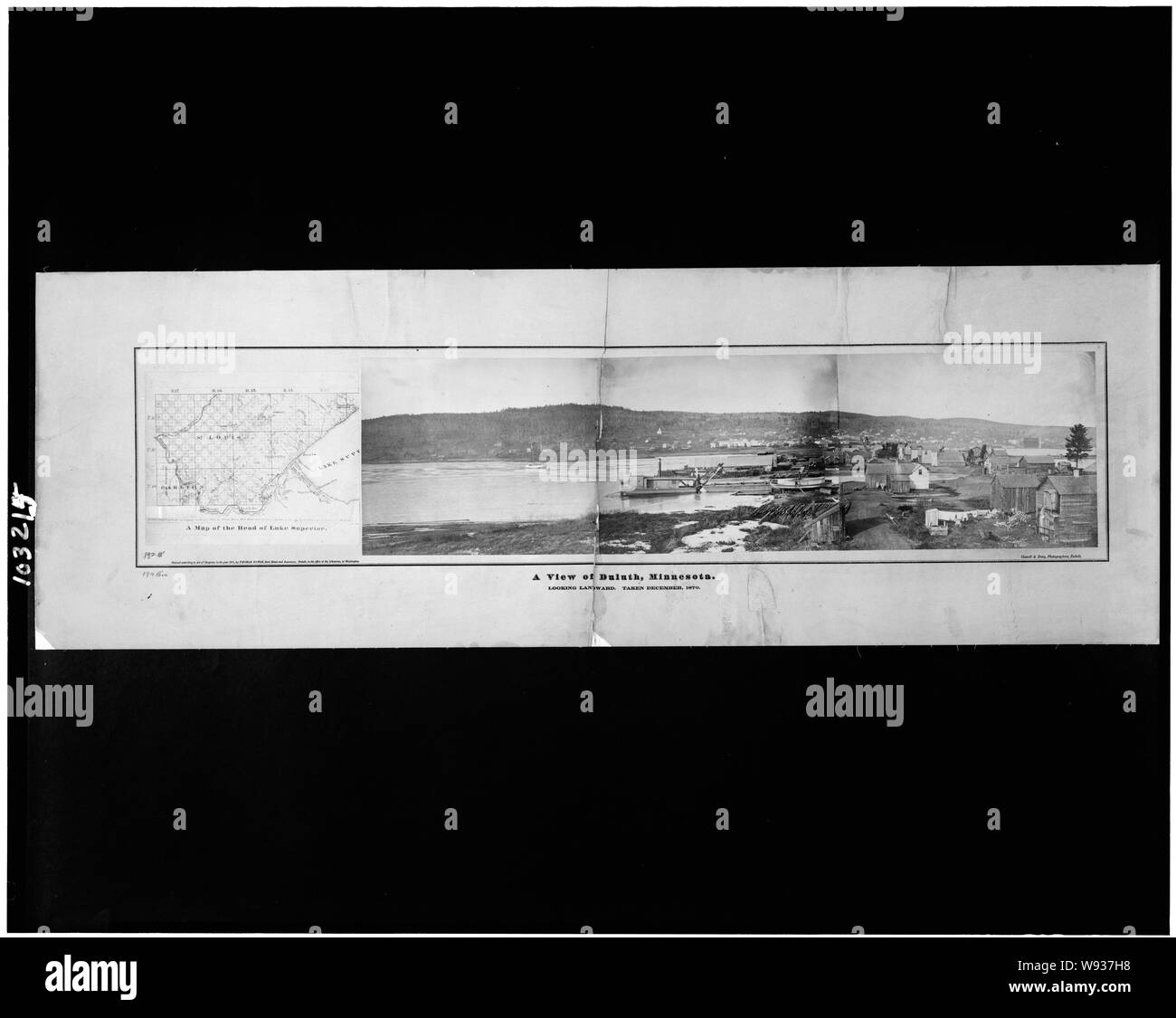 Una vista di Duluth, Minnesota cercando seaward adottate Dicembre, 1870 Foto Stock