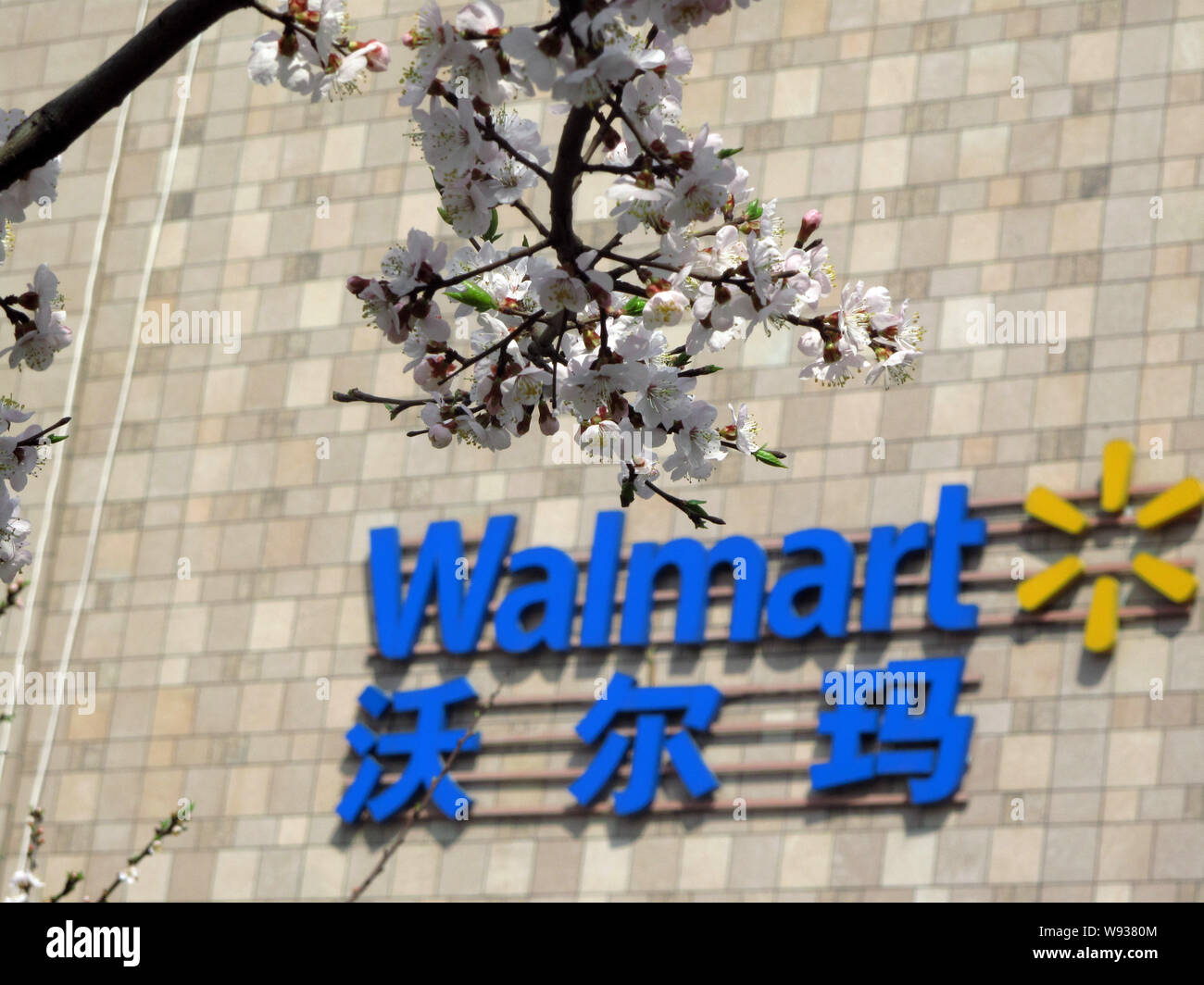 --FILE--un logo di Wal-Mart è raffigurato in Jilin, nordest Chinas provincia di Jilin, 7 maggio 2013. Wal-Mart Stores Inc. è investire 100 milioni di yuan ($1 Foto Stock