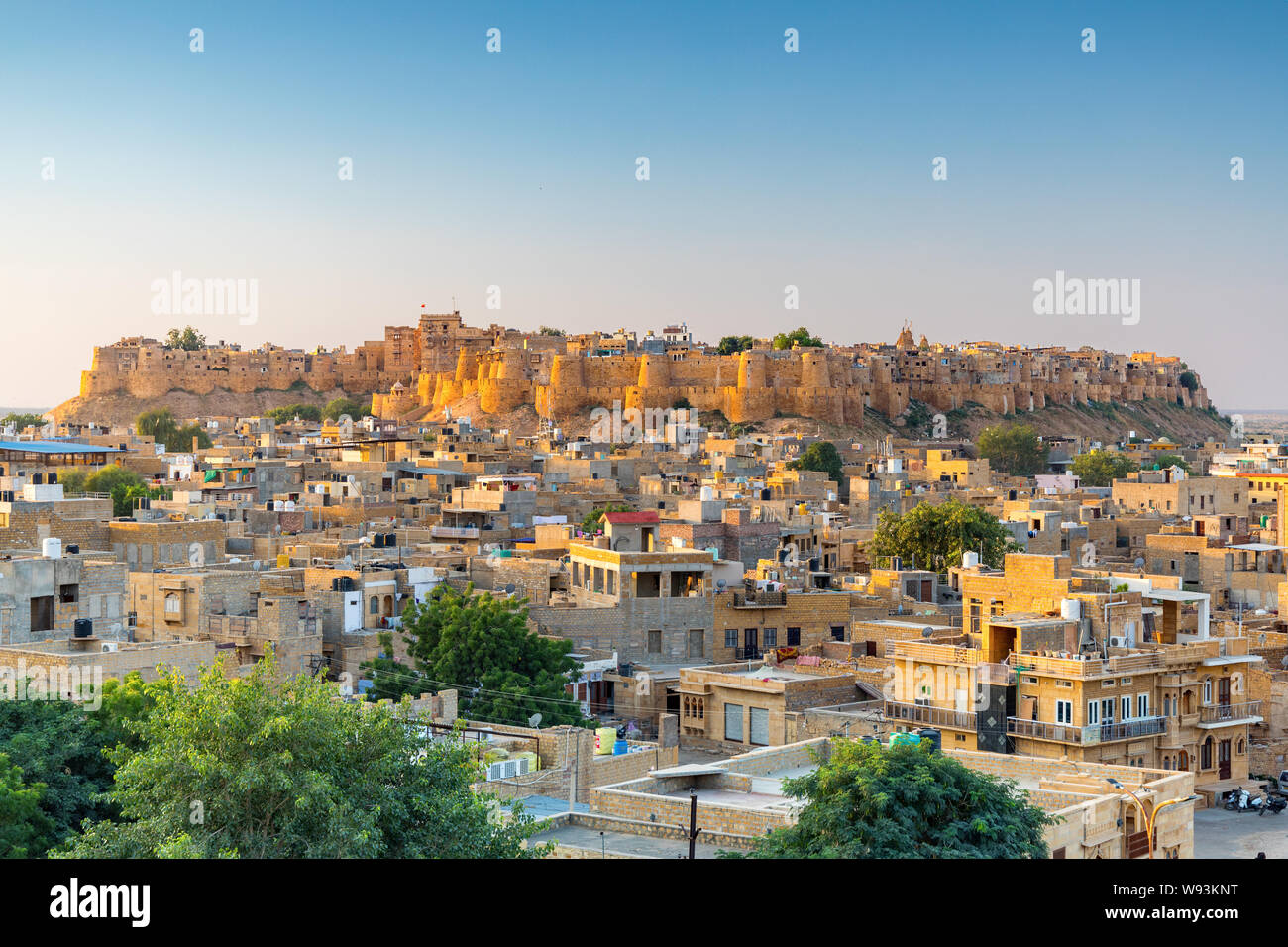 Jaisalmer Fort di sunrise, Rajasthan, India Foto Stock