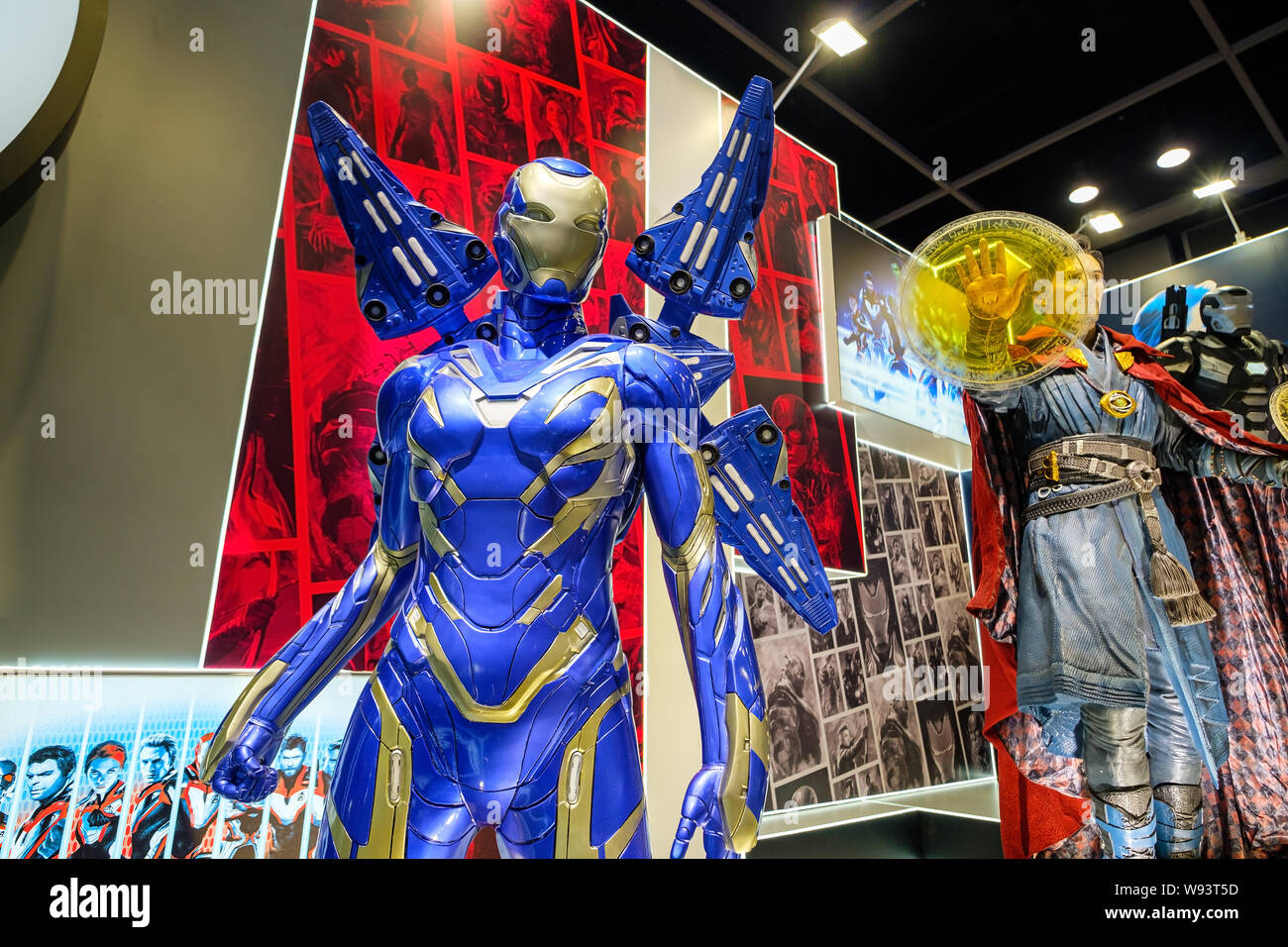 Hong Kong - Luglio 30, 2019: vendicatori RESCUE Armor modello di personaggio dispone di 1:1 vita statue a grandezza naturale del XXI ACGHK2019 Ani-Com & Games evento in Hong Ko Foto Stock