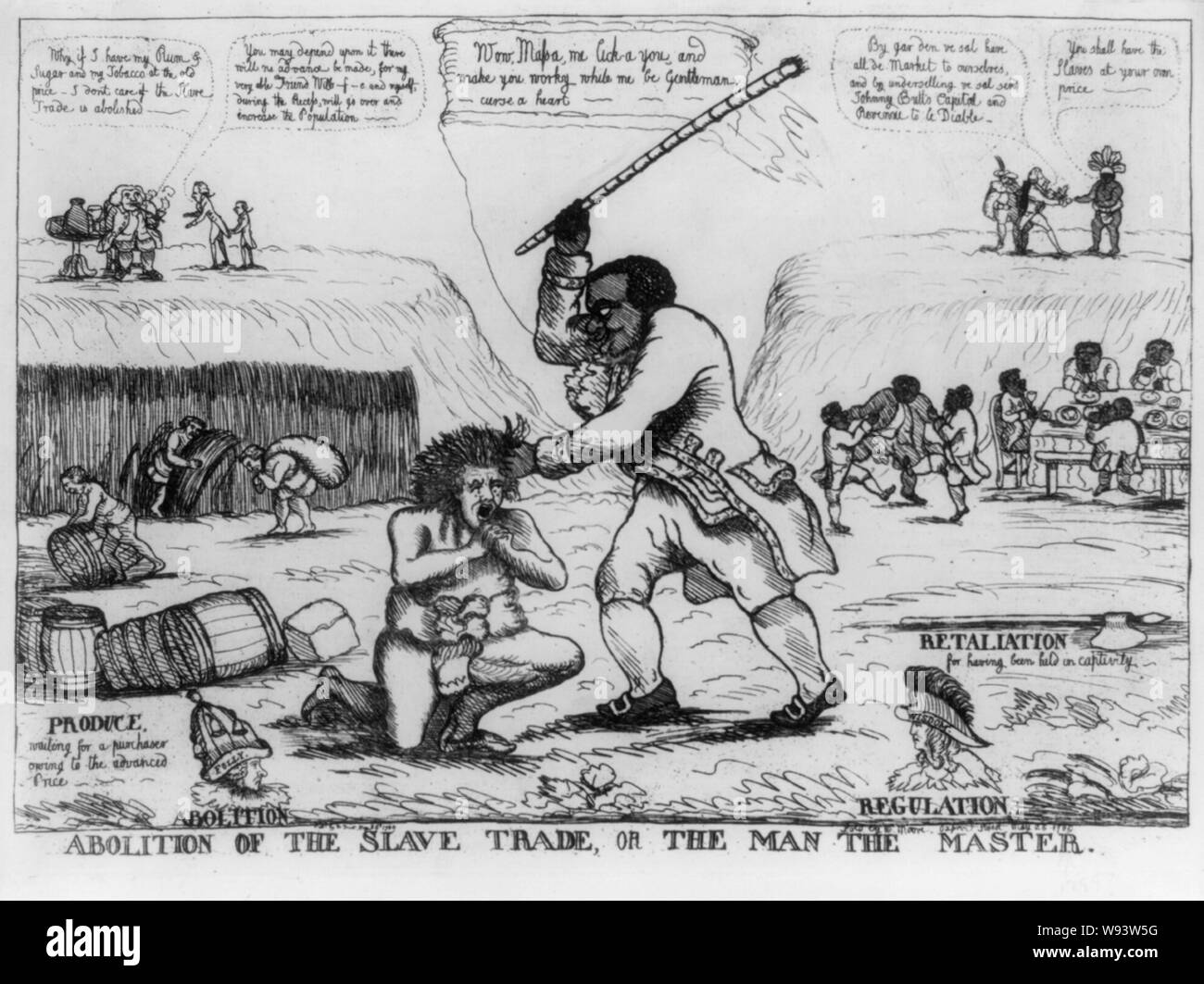 Abolizione del commercio degli schiavi, o l'uomo il master Abstract: illustrazione mostra l'inversione dei ruoli per gli schiavi slave e master, con ex schiavi ora nel ruolo di master slave. Foto Stock