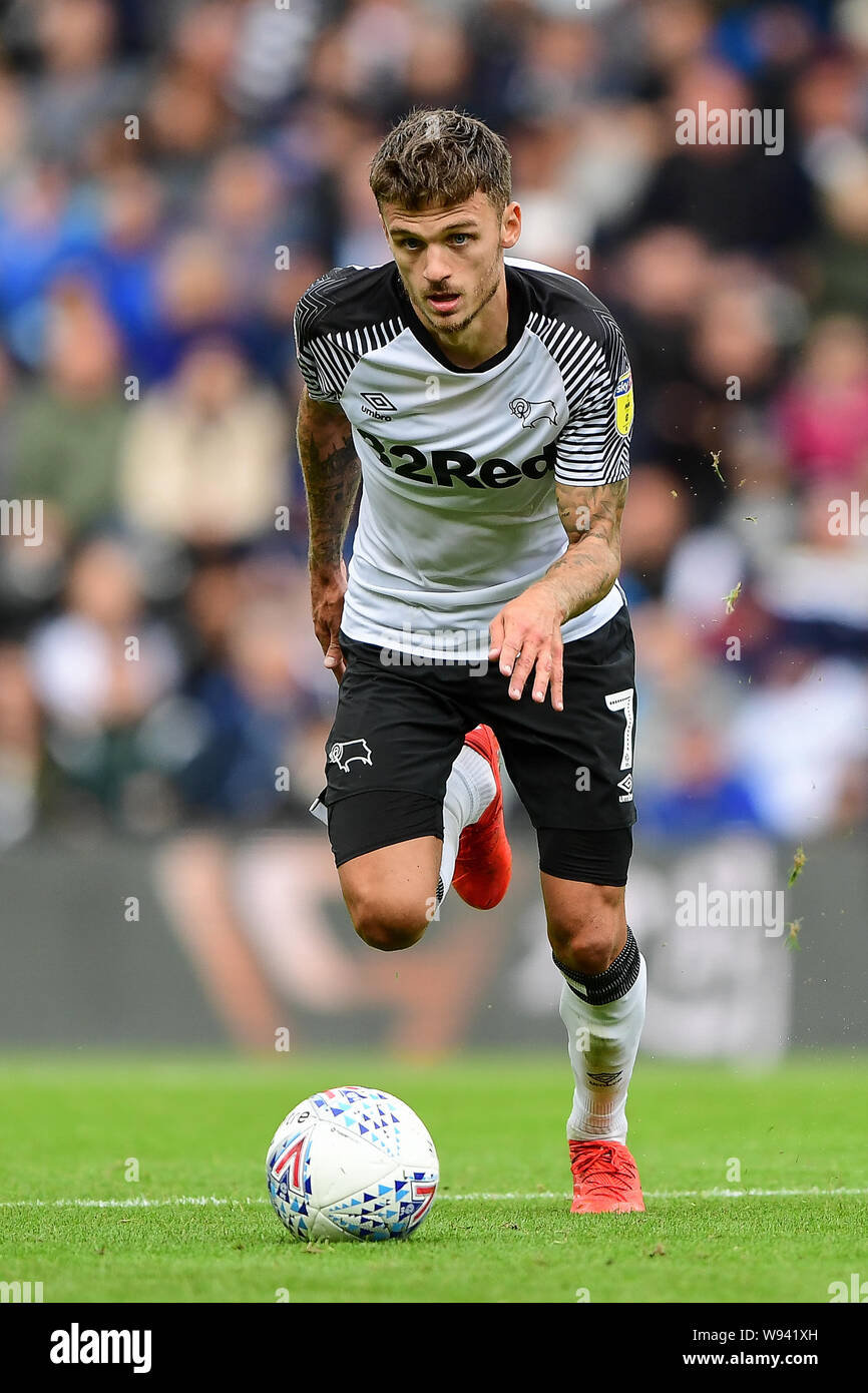 10 agosto 2019, Pride Parkderby, Inghilterra; Sky scommessa campionato, Derby County vs Swansea City ; Jamie Paterson (7) del Derby County Credit: Jon Hobley/News immagini English Football League immagini sono soggette a licenza DataCo Foto Stock