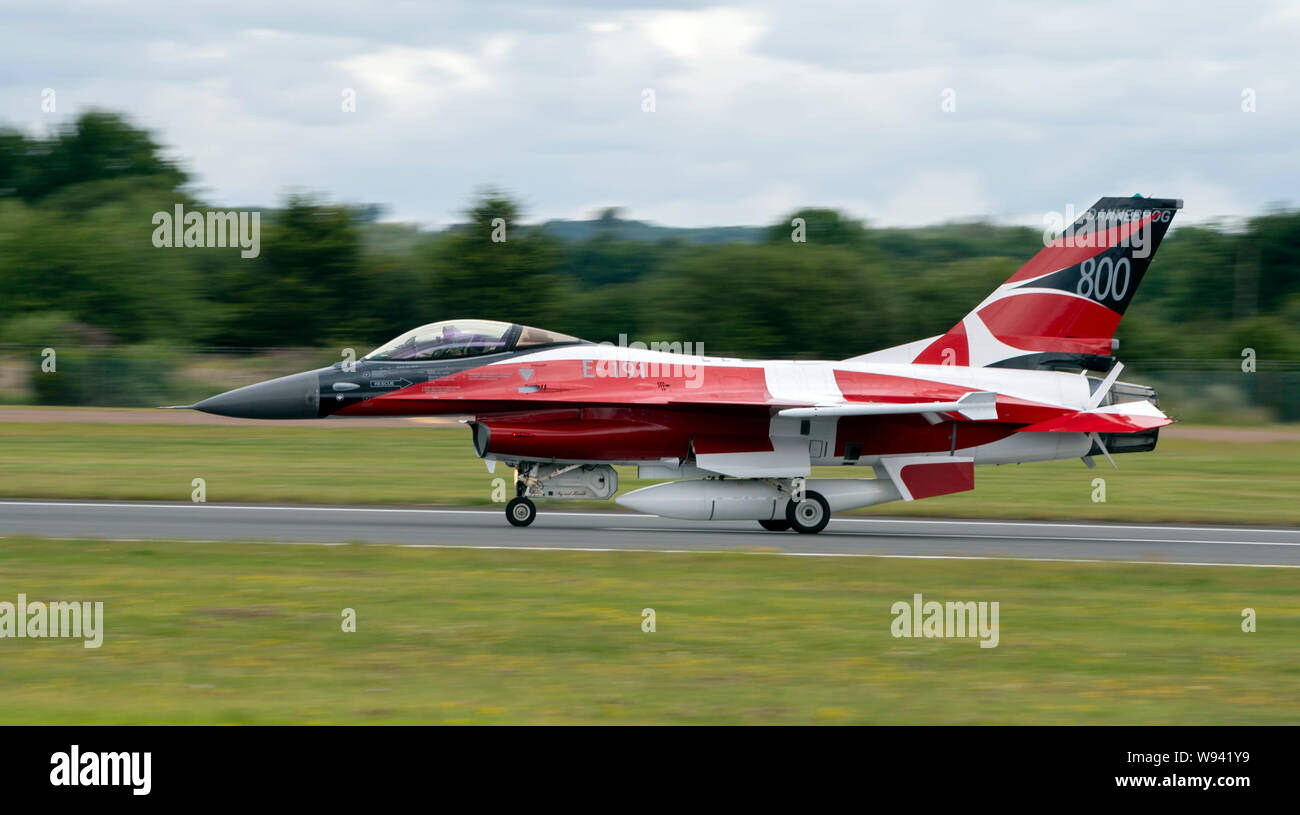 Danese F-16, Dannebrog livrea presso il Royal International Air Tattoo 2019 Foto Stock