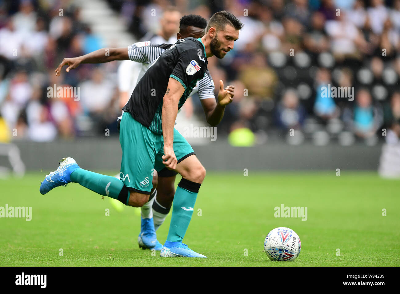 10 agosto 2019, Pride Parkderby, Inghilterra; Sky scommessa campionato, Derby County vs Swansea City ; Borja Baston (9) di Credito Swansea: Jon Hobley/News immagini English Football League immagini sono soggette a licenza DataCo Foto Stock