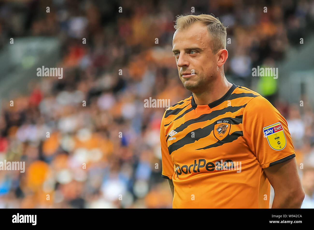 10 agosto 2019 , KCOM Stadium, Hull , Inghilterra; Sky scommessa campionato, Hull City vs leggere ; Kamil Grosicki (11) di Hull City durante il gioco Credito: Craig Milner/News immagini English Football League immagini sono soggette a licenza DataCo Foto Stock