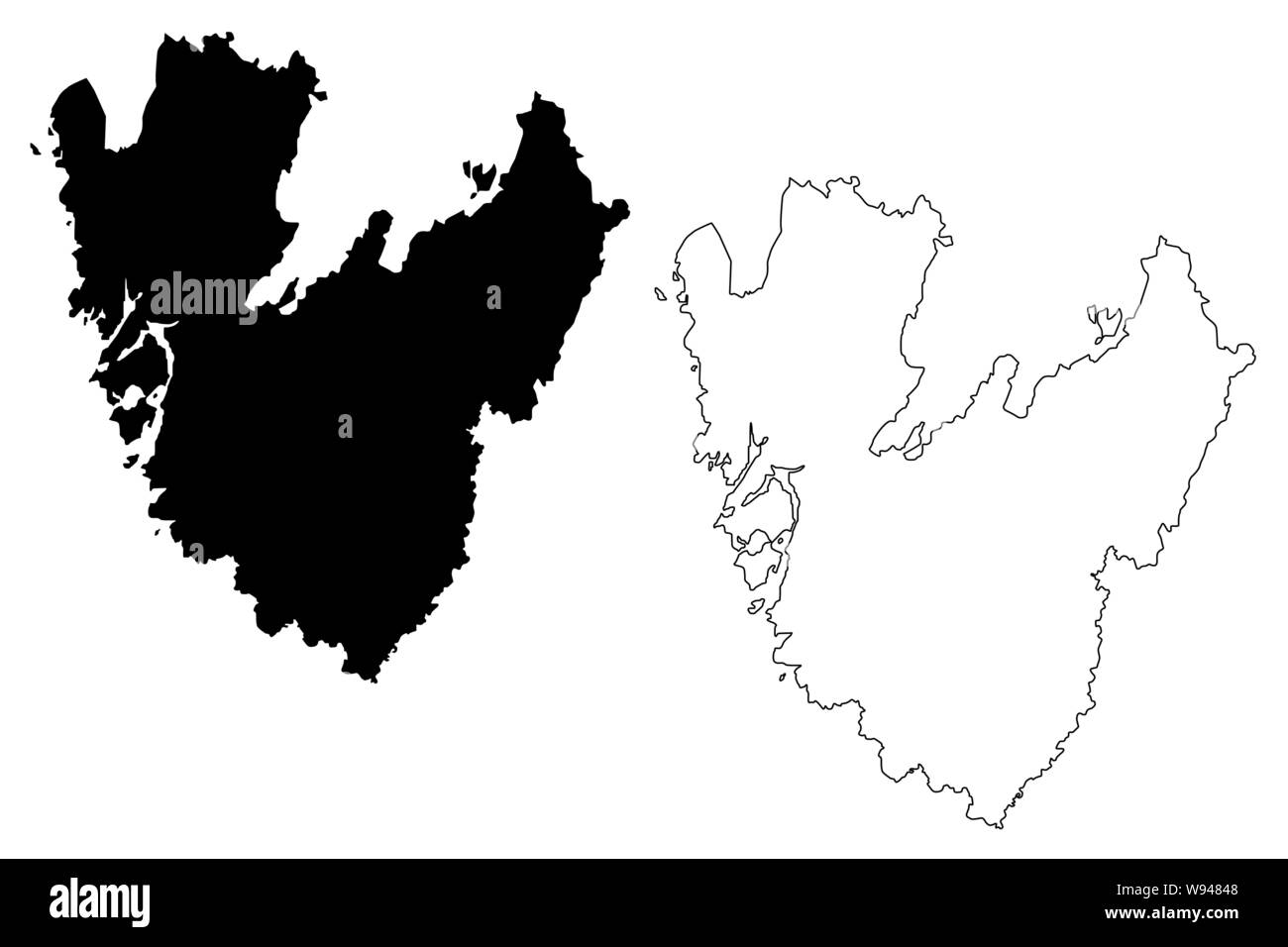 Vastra Gotaland County (contee della Svezia e Regno di Svezia) mappa illustrazione vettoriale, scribble schizzo Västra Götaland mappa Illustrazione Vettoriale