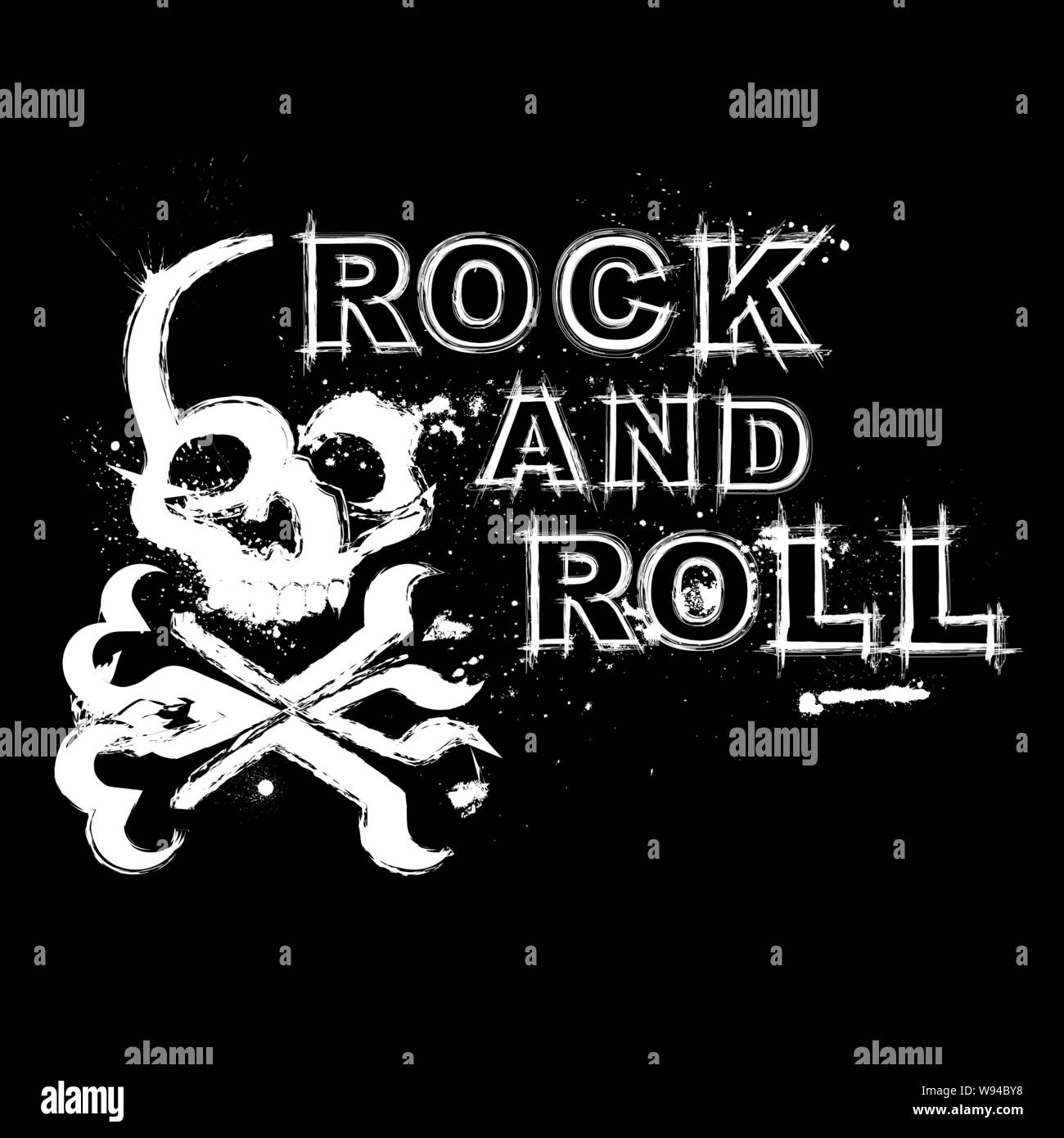 Sfondo nero con bianco testo grunge e il cranio silhouette Illustrazione Vettoriale