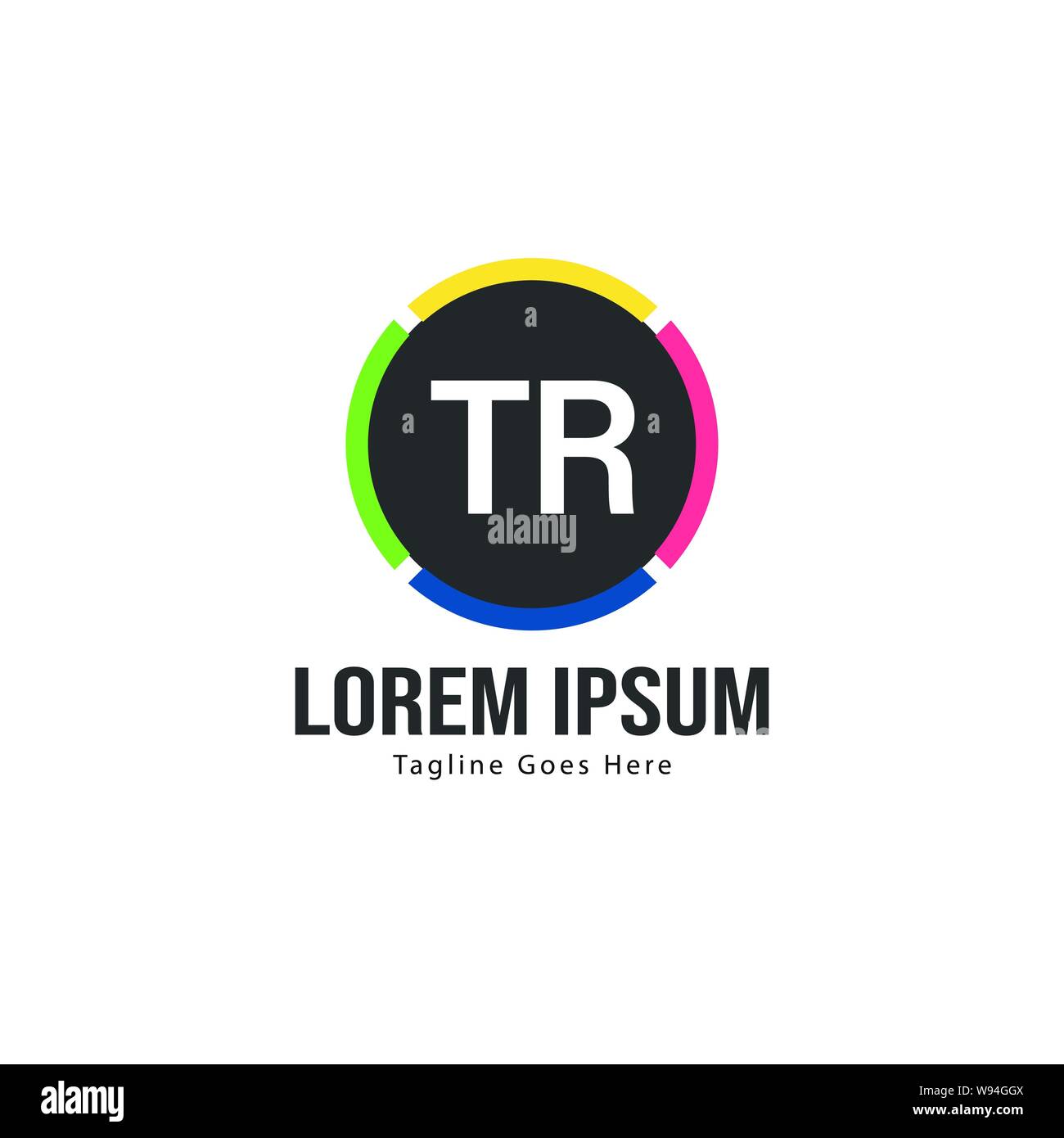 Iniziale logo TR Modello con telaio moderno. TR minimalista lettera logo illustrazione vettoriale design Illustrazione Vettoriale