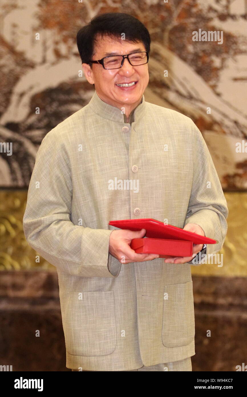 Hong Kong stella di azione Jackie Chan assiste il China-Australia Camera di Commercio di Pechino riunione svoltasi a Pechino in Cina, 22 luglio 2013. Foto Stock