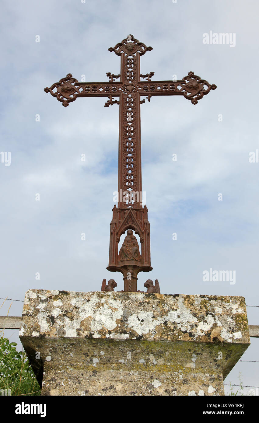 Croce stradale Vareilles Borgogna Francia Foto Stock