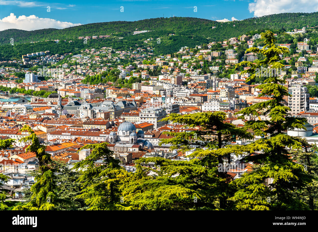 Panorama della città di Trieste in Italia Foto Stock