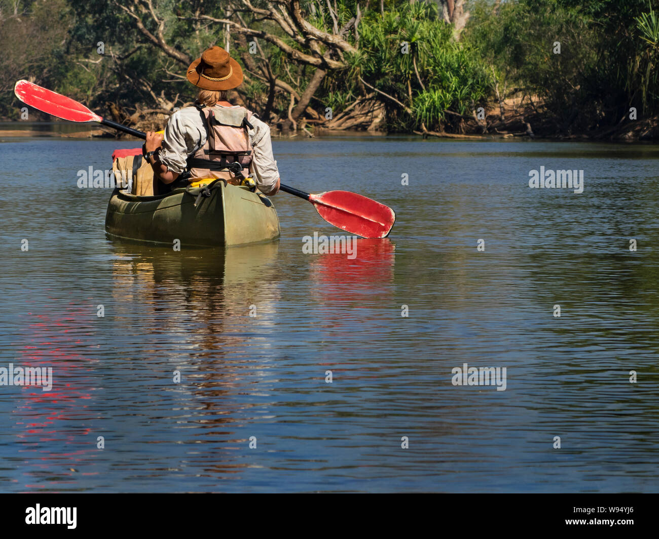 Avventura tour in kayak sul fiume Katherine, Terretories settentrionale, Australia Foto Stock