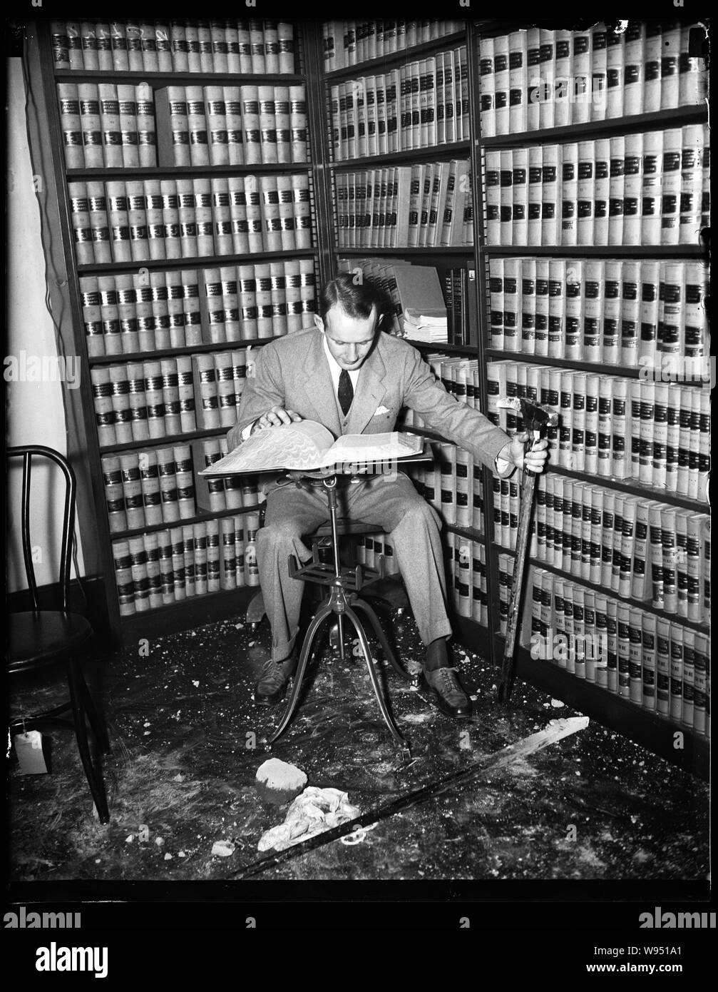 Conseguenze di un incendio al City Post Office, vicino a Union Station, Washington, D.C., verificatosi sul dicembre 13, 1935 Foto Stock