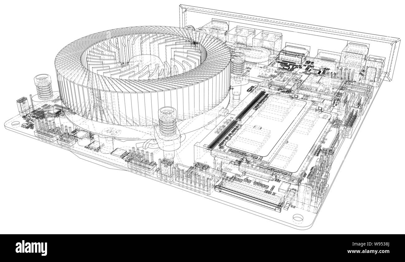 La tecnologia della scheda madre astratta lo sfondo dell'illustrazione. Illustrazione creata di 3d Illustrazione Vettoriale