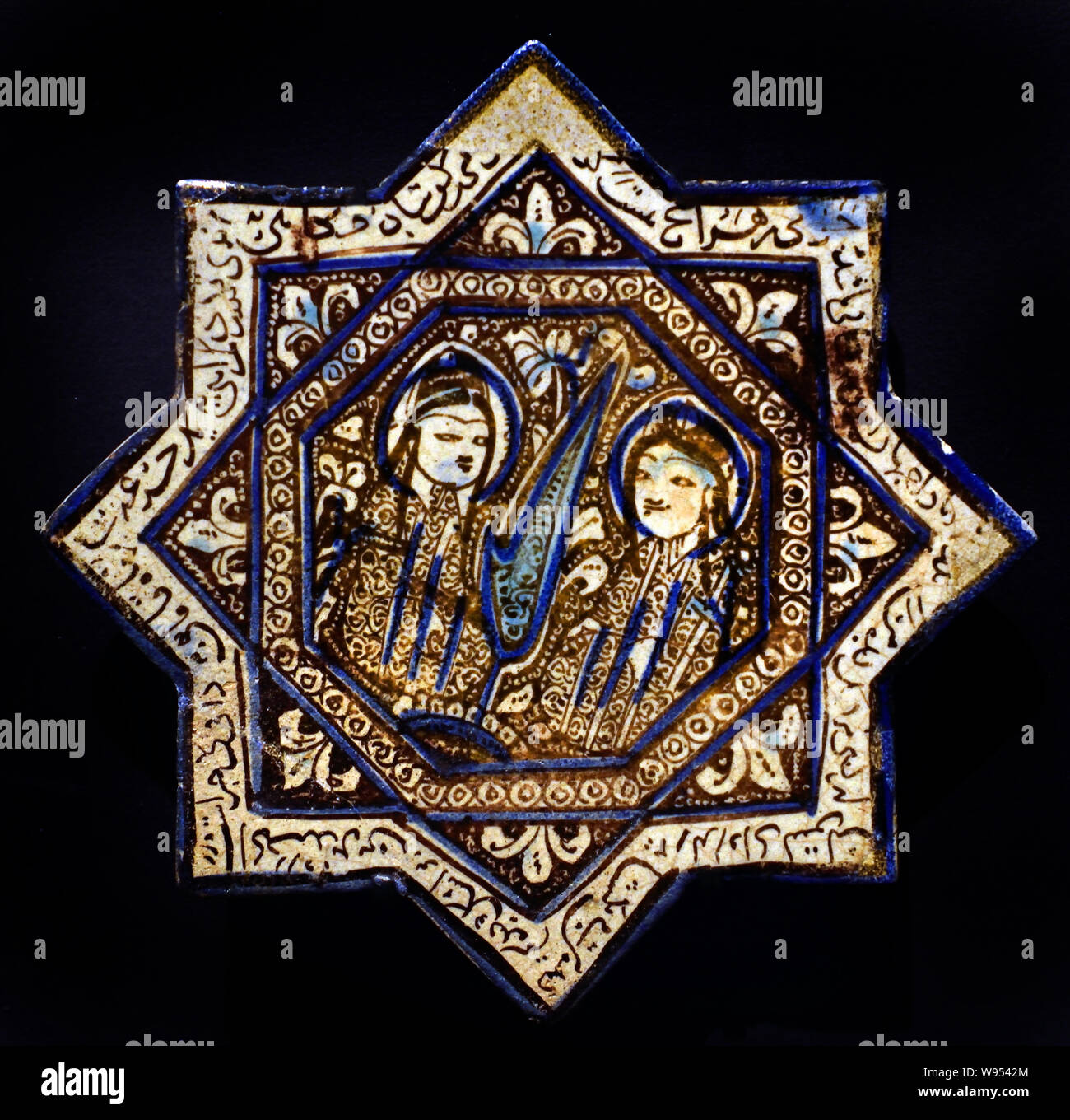 A forma di stella piastrelle XIII-XIV secolo Iran Iranian Persie ( ) Foto Stock