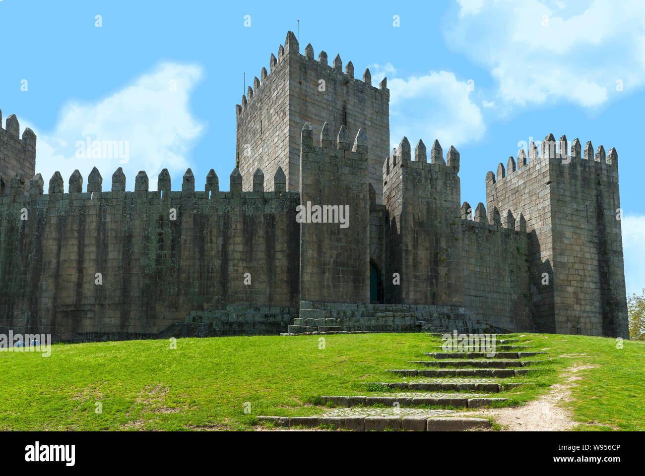 Il castello della città di Guimaraes, Portogallo Foto Stock