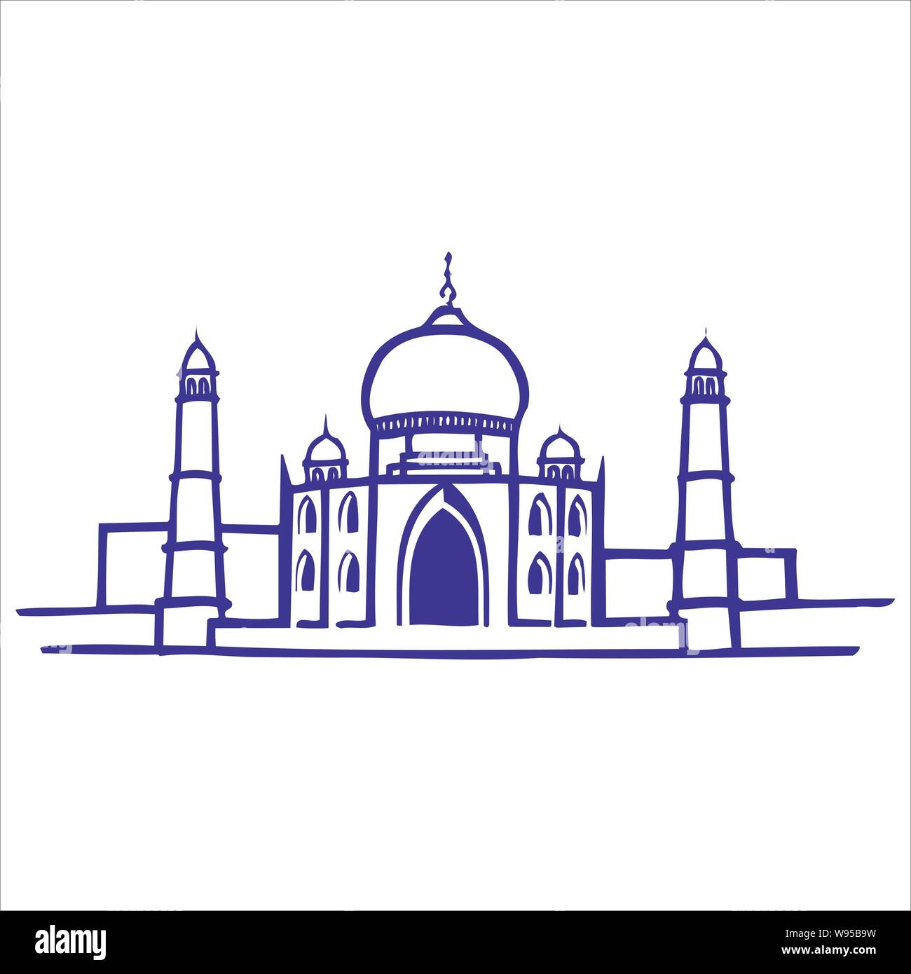 Taj Mahal linea ruvida arte Illustrazione Vettoriale