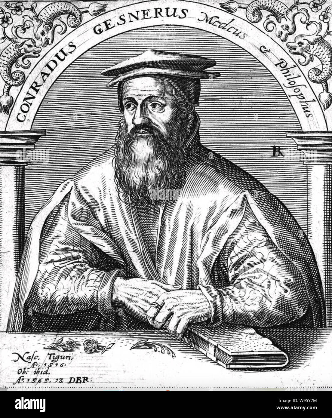 CONRAD GESSNER (1516-1565) medico svizzero, naturalista e bibliographer Foto Stock