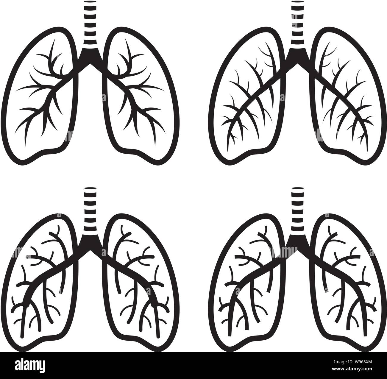 Set di vettore di polmoni umani icona piatta isolati su sfondo bianco del polmone anatomia di organo simbolo per salute e Medico illustrazioni Illustrazione Vettoriale