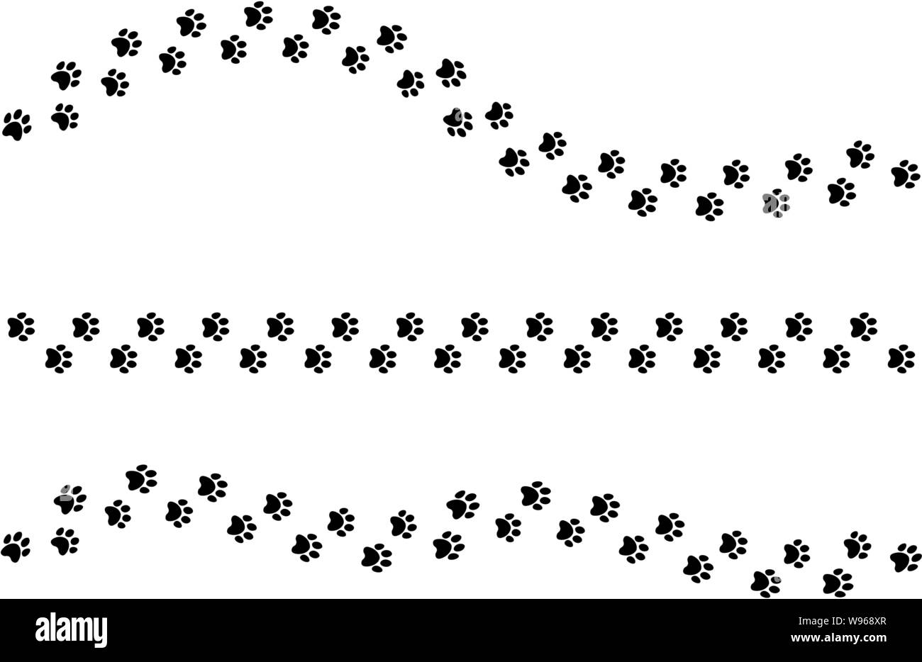 Vettore piede set di stampe di un cane per gli sfondi animali. Il sentiero per la raccolta di un cane singola isolata su sfondo bianco Illustrazione Vettoriale