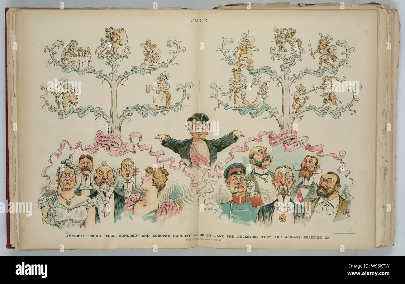 America orgogliosi del quattrocento e dell'Europa altero nobiltà - e i suoi antenati sono sempre vantando di / F. Opper. Foto Stock