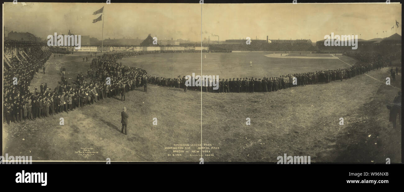 American League Park, Huntington Ave., Boston, Massachusetts, Boston vs. New York, Ottobre 8, 1904, presenze 28,040 mostra fotografica di baseball park spesso chiamato Huntington Avenue motivi. Foto Stock