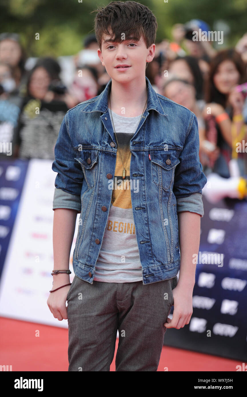 Noi cantante Grayson possibilità arriva per la XI-TVCC MTV Music Awards Gala a Pechino in Cina, 21 agosto 2012. Foto Stock