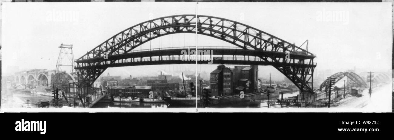 Detroit-Superior elevato livello ponte, Cleveland, Ohio, Feb 17, 1916 Foto Stock