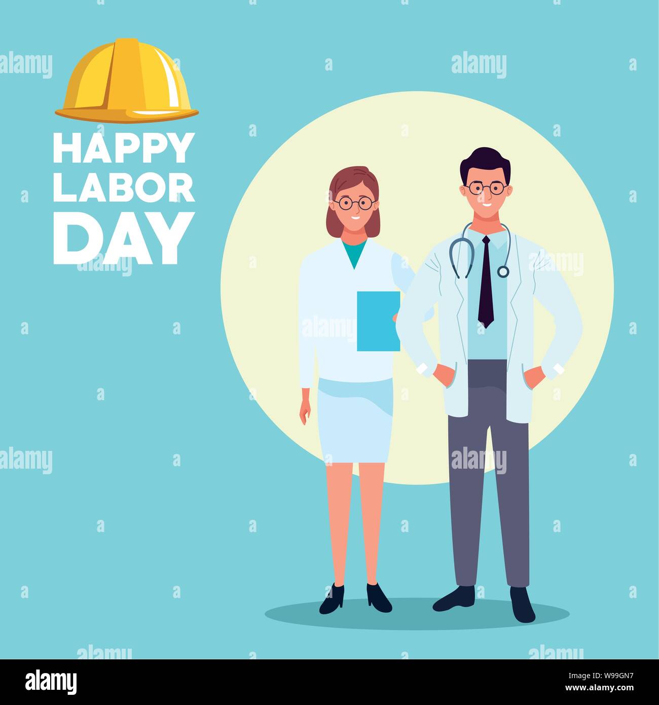 La giornata del lavoro usa celebrazione card Illustrazione Vettoriale